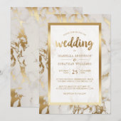 Moderne Brons & Marmeren bruiloft Kaart (Voorkant / Achterkant)