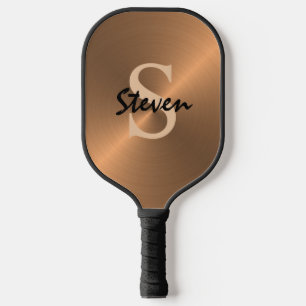 Moderne Bronze Gold Metallic Monogram Naam Mannen  Pickleball Paddle