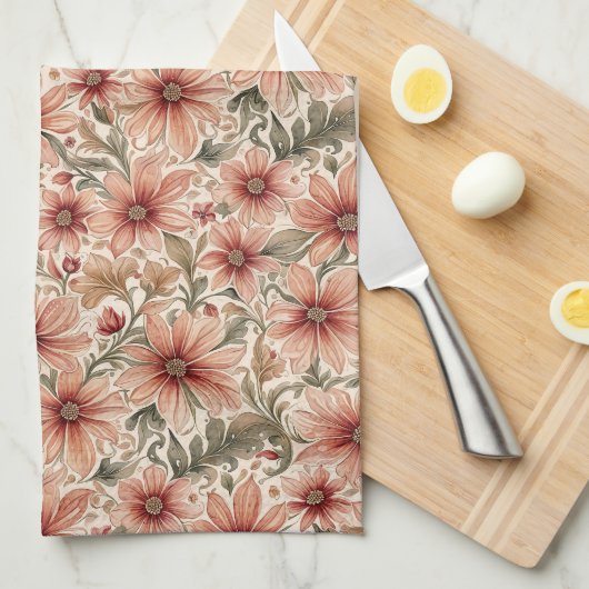  moderne bronzen perzik bloem theedoek (Quarter Fold)