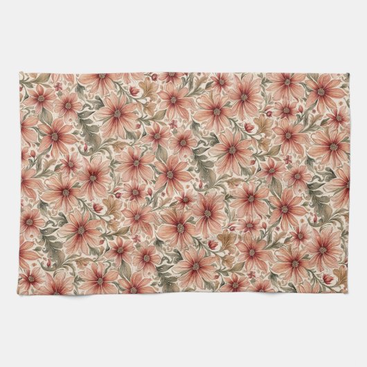  moderne bronzen perzik bloem theedoek (Horizontaal)