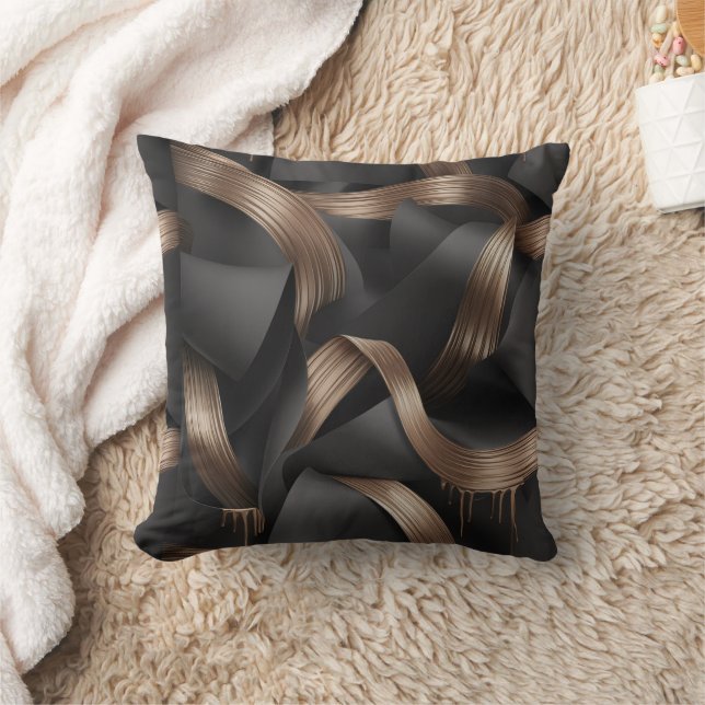 Moderne Bronzen Stroom Luxe Mannelijk Accent Kussen (Deken)