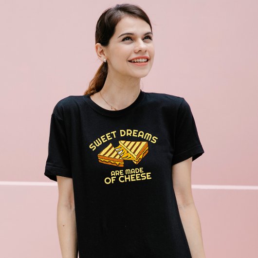 Moderne Brood-met-Kaasshirt met Gele Tekst Tri-Blend Shirt