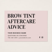 Moderne Brow Tint Aftercare Instructions Kaart (Voorkant)