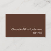 Moderne Brown Background Script Hair Stylist Visitekaartje (Voorkant)