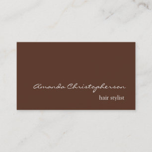 Moderne Brown Background Script Hair Stylist Visitekaartje