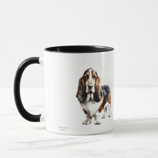 Moderne Browns / Black Basset Hound personaliseren Mok (Links)