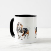 Moderne Browns / Black Basset Hound personaliseren Mok (Voorkant links)