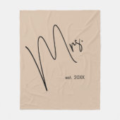 Moderne bruid | Beige + Zwart Script Fleece Deken (Voorkant)