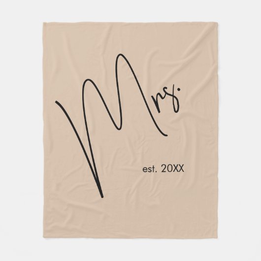 Moderne bruid | Beige + Zwart Script Fleece Deken (Voorkant)