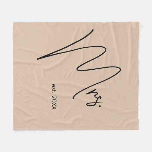 Moderne bruid | Beige + Zwart Script Fleece Deken (Voorkant (Horizontaal))