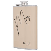 Moderne bruid | Beige + Zwart Script Heupfles (Links)