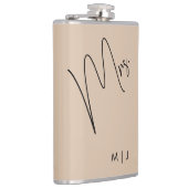 Moderne bruid | Beige + Zwart Script Heupfles (Rechts)