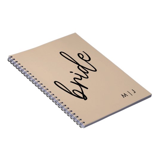 Moderne bruid | Beige + Zwart Script Notitieboek (Rechterzijde)