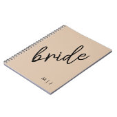 Moderne bruid | Beige + Zwart Script Notitieboek (Linkerzijde)