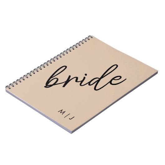 Moderne bruid | Beige + Zwart Script Notitieboek (Linkerzijde)