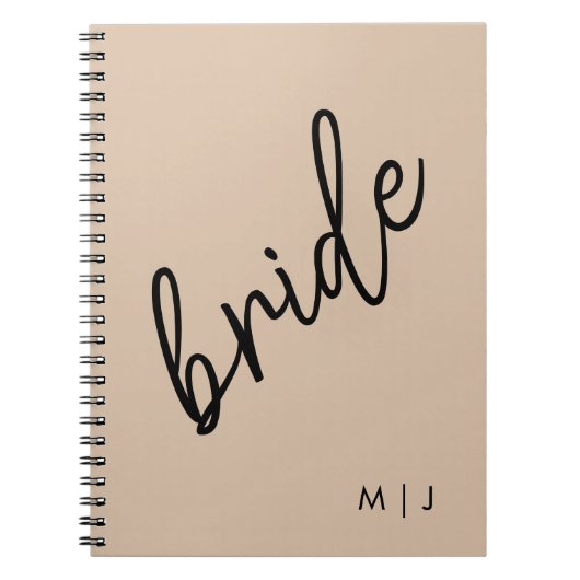 Moderne bruid | Beige + Zwart Script Notitieboek (Voorkant)