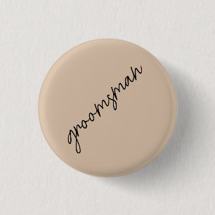 Moderne bruid   Beige + Zwart Script Ronde Button 3,2 Cm