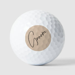 Moderne Bruid   Beige + Zwarte Schrift Golfballen