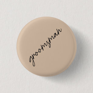 Moderne Bruid   Beige + Zwarte Schrift Ronde Button 3,2 Cm