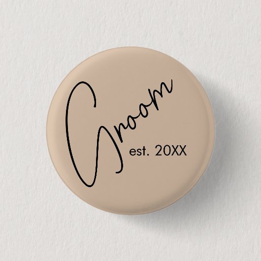 Moderne Bruid | Beige + Zwarte Schrift Ronde Button 3,2 Cm (Voorkant)