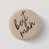 Moderne Bruid | Beige + Zwarte Schrift Ronde Button 3,2 Cm (Voorkant)