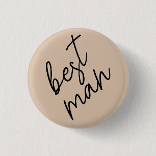 Moderne Bruid   Beige + Zwarte Schrift Ronde Button 3,2 Cm