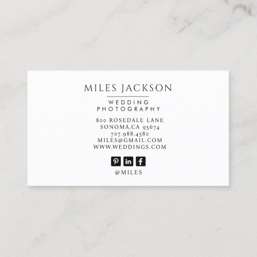 Moderne bruid bruidegom foto bruiloft fotograaf visitekaartje (Achterkant)