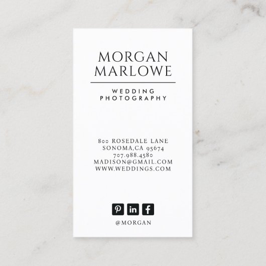 Moderne bruid bruidegom foto bruiloft fotograaf visitekaartje (Achterkant)