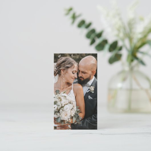 Moderne bruid bruidegom foto bruiloft fotograaf visitekaartje (Staand voorkant)