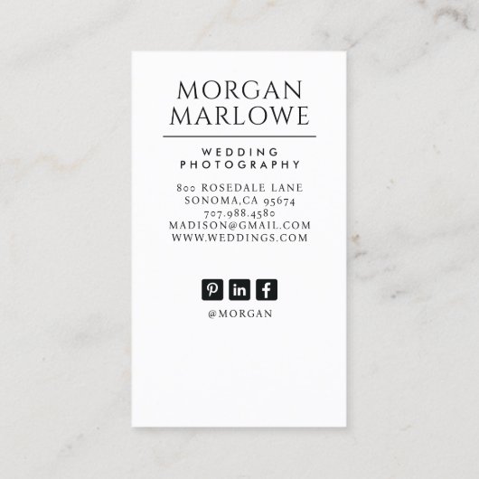 Moderne bruid bruidegom foto bruiloft fotograaf visitekaartje (Achterkant)