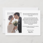 Moderne bruid bruidegom foto handlettering bruilof bedankkaart (Achterkant)