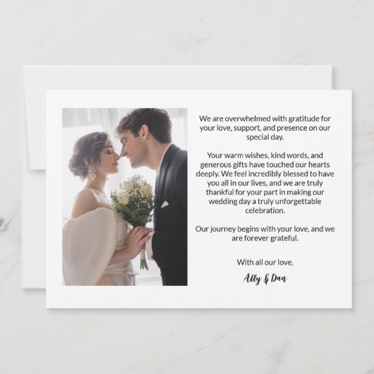 Moderne bruid bruidegom foto handlettering bruilof bedankkaart (Achterkant)