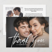 Moderne bruid bruidegom foto handlettering bruilof bedankkaart (Voorkant / Achterkant)