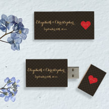 Moderne bruid bruidegom Monogrammed hart USB