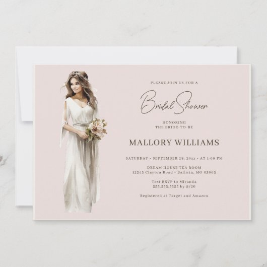 Moderne bruid bruidsjurk douche kaart (Voorkant)