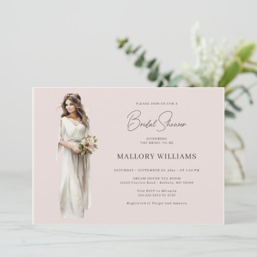 Moderne bruid bruidsjurk douche kaart (Staand voorkant)