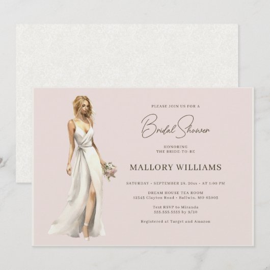 Moderne bruid bruidsjurk douche kaart (Voorkant / Achterkant)