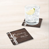 Moderne bruid en bruidegom aangepaste naam en datu kartonnen onderzetters (Insitu)