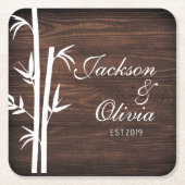 Moderne bruid en bruidegom aangepaste naam en datu kartonnen onderzetters (Voorkant)