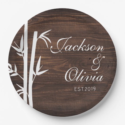 Moderne bruid en bruidegom aangepaste naam en datu papieren bordje (Voorkant)