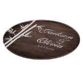 Moderne bruid en bruidegom aangepaste naam en datu snijplank (Hoek)