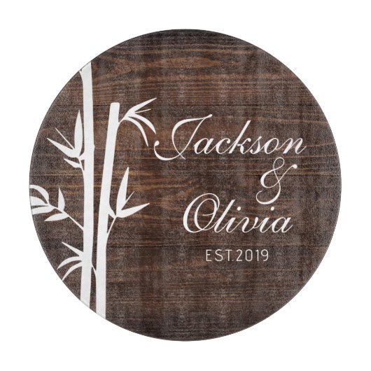 Moderne bruid en bruidegom aangepaste naam en datu snijplank (Voorkant)