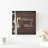 Moderne bruid en bruidegom aangepaste naam en datu vierkante klok (Huis)