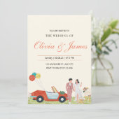 Moderne bruid en bruidegom gepersonaliseerde bruil kaart (Staand voorkant)