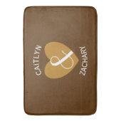 Moderne bruid en bruidegom goud hart gebogen tekst badmat (Voorkant Verticaal)