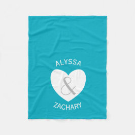 Moderne bruid en bruidegom hart en aangepaste acht fleece deken