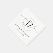 Moderne bruid en bruidegom monogram stijlvolle bru servet (Hoek)