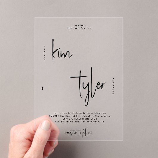 Moderne bruid en bruidegom script namen bruiloft acryl uitnodigingen (Insitu (Draagbaar))