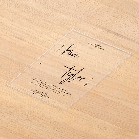 Moderne bruid en bruidegom script namen bruiloft acryl uitnodigingen (Laagn)