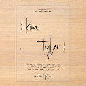 Moderne bruid en bruidegom script namen bruiloft acryl uitnodigingen (Voorkant)